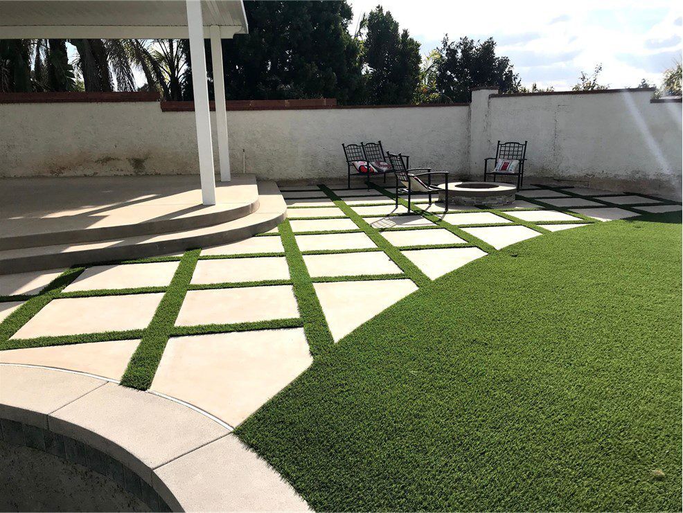 Concrete step and pavers by pool Landscape Design Services, Artificial Grass, Pavers Service Mission Viejo